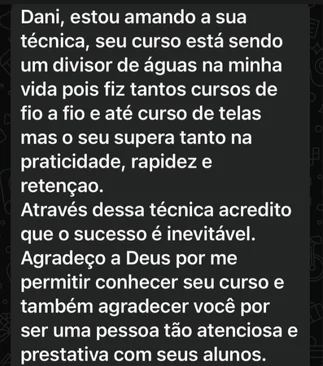 Print de conversa de aluna no WhatsApp contando o resultado com o método