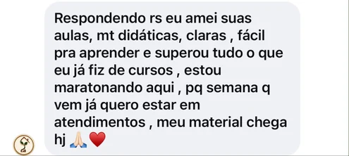 Print de conversa de aluna no WhatsApp contando o resultado com o método